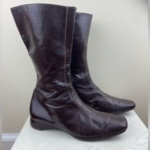 PAUL GREEN Y2K Vintage Square Toe Leather Mid Shaft Boots 6.5
